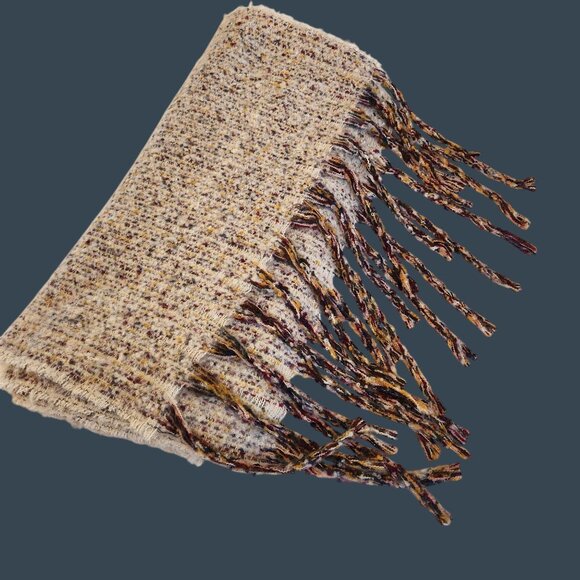 Cozy Multicolor Textured Knit Shawl Wrap With Fringe boho grunge Y2K - Picture 5 of 6